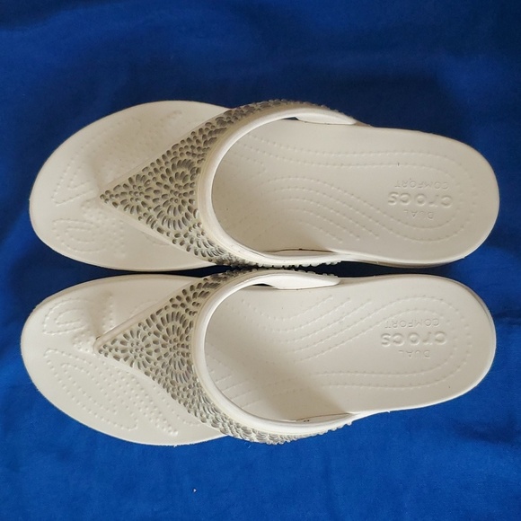 Crocs Women's Monterey Diamante Slip On Wedge Sandals sz 10 - Picture 1 of 14